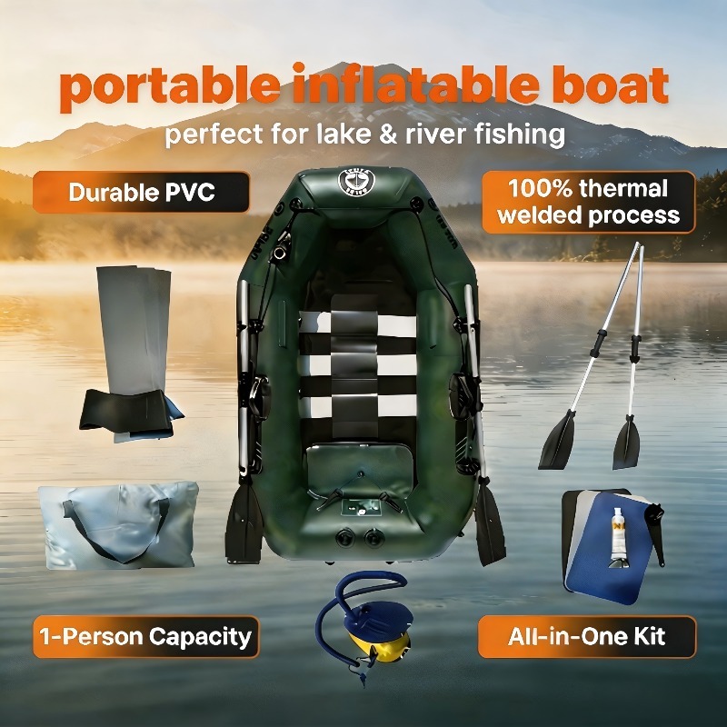 Fishing Kayak Inflatable - 1-persoons visboot, goedkope opblaasbare roeikayak, draagbare