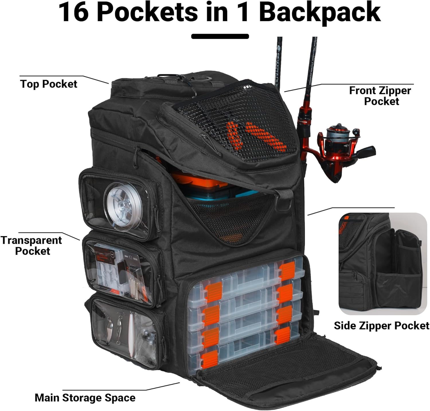 Fishing Kayak Crate - 40L Visrugzak Tackle Box Rugzak Tacklebox
