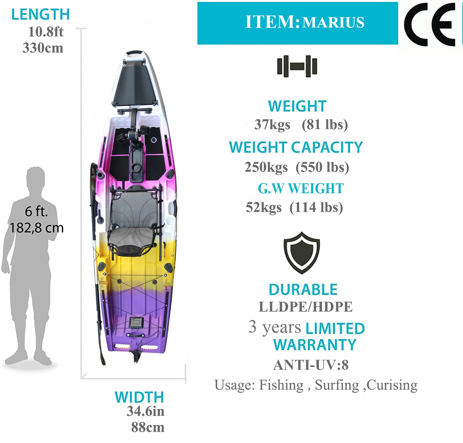 Viking 10.5FT vispeddelkajak,  - Fishing Kayak Pedal Drive recensie en prijs